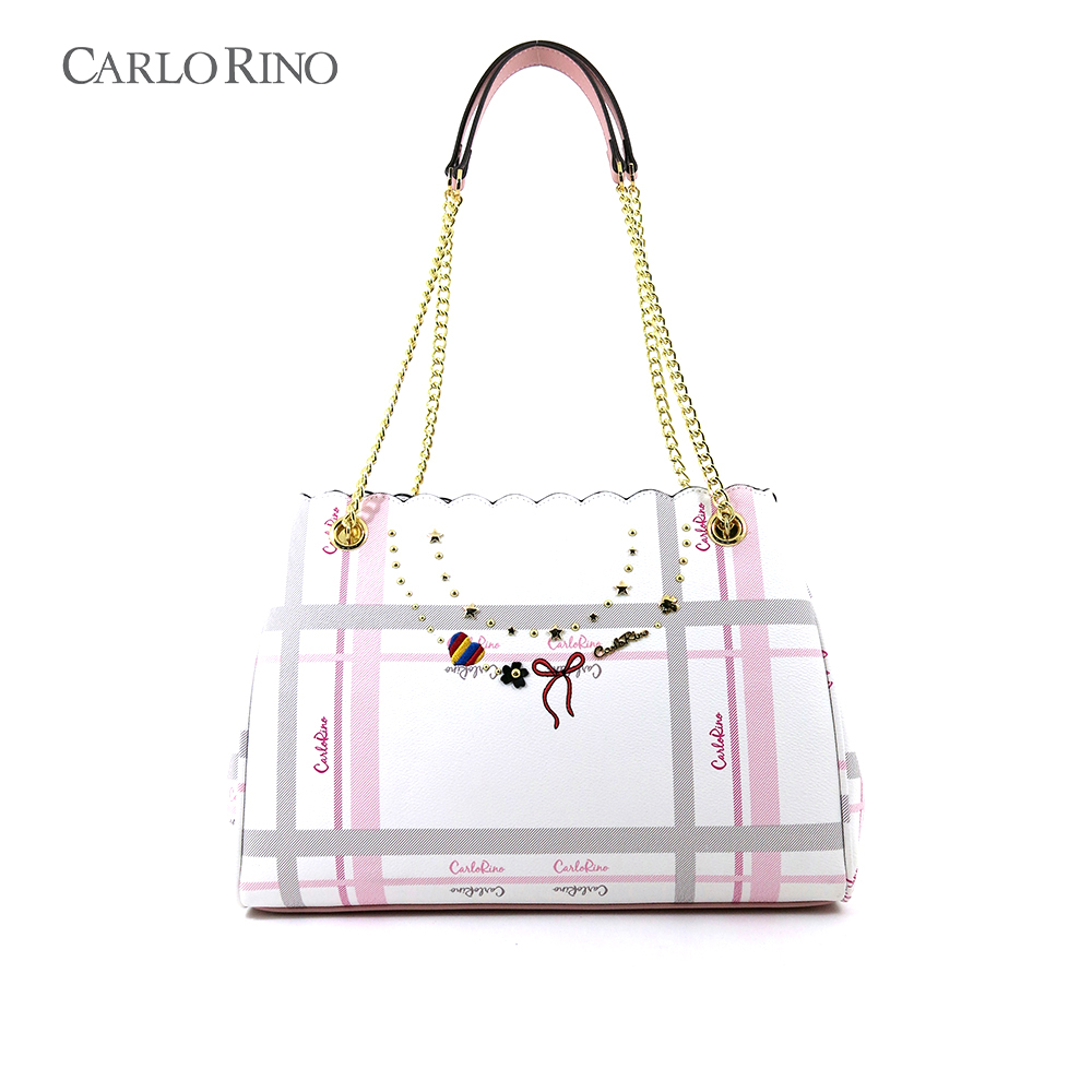 Embroidered Charmed Series Chain Link Shoulder Bag Carlo Rino Online Shopping