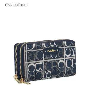 Carlo GEO Jacquard Double Zip Around Wallet